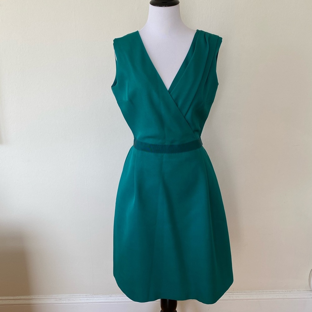 Giambattista Valli Green Silk Cocktail Dress Sz 8